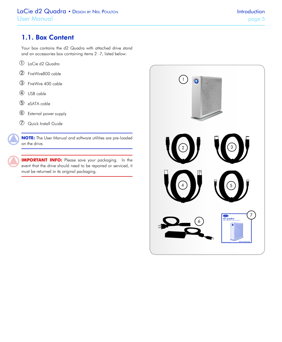 LaCie FireWire 800 user manual Box Content 