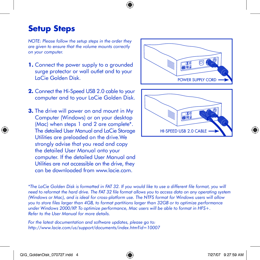 LaCie Golden Disk manual Setup Steps 