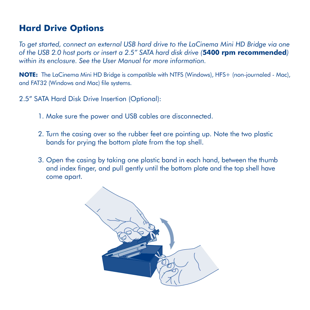 LaCie La Cinema Mini BridgeHD manual Hard Drive Options 