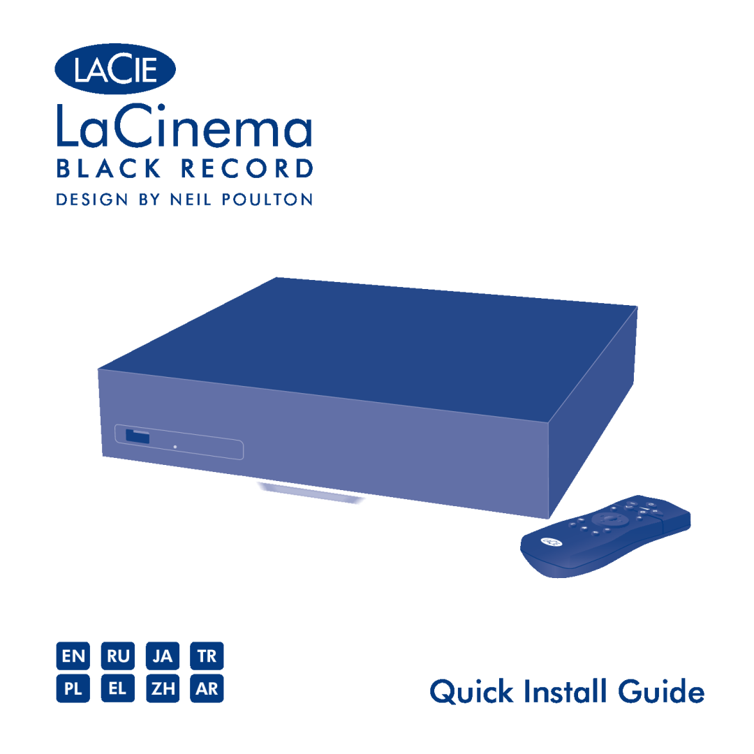 LaCie LaCinema Black Record manual Quick Install Guide, En Ru Ja Tr Pl El Zh Ar, B L A C K R E C O R D 