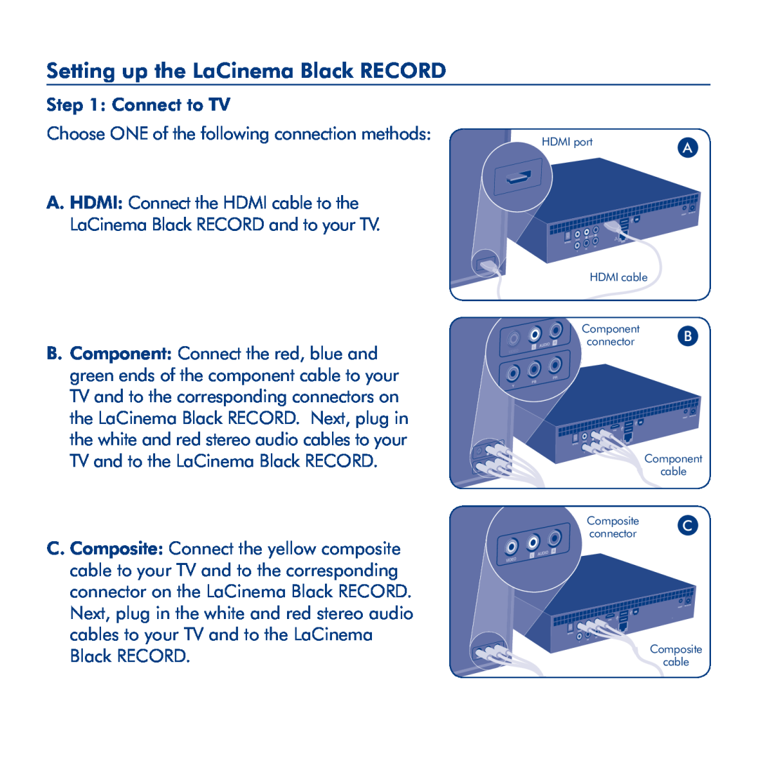LaCie LaCinema Black Record manual Setting up the LaCinema Black RECORD 