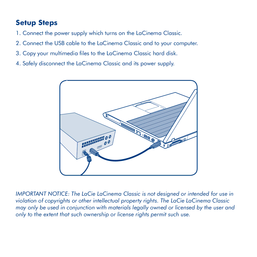 LaCie LaCinema Classic manual Setup Steps 