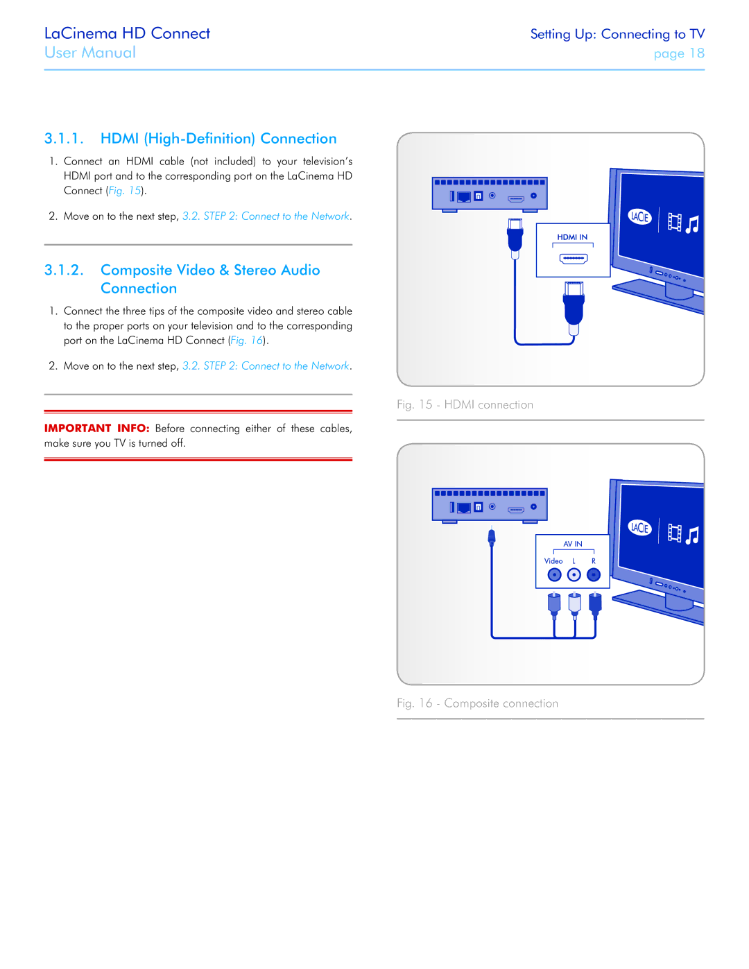 LaCie LaCinema HD Connect user manual Hdmi High-Definition Connection, Composite Video & Stereo Audio Connection 