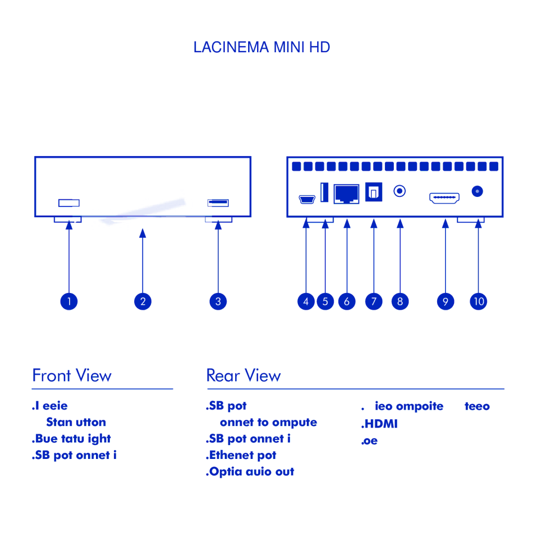 LaCie LaCinema Mini HD manual Front View Rear View 