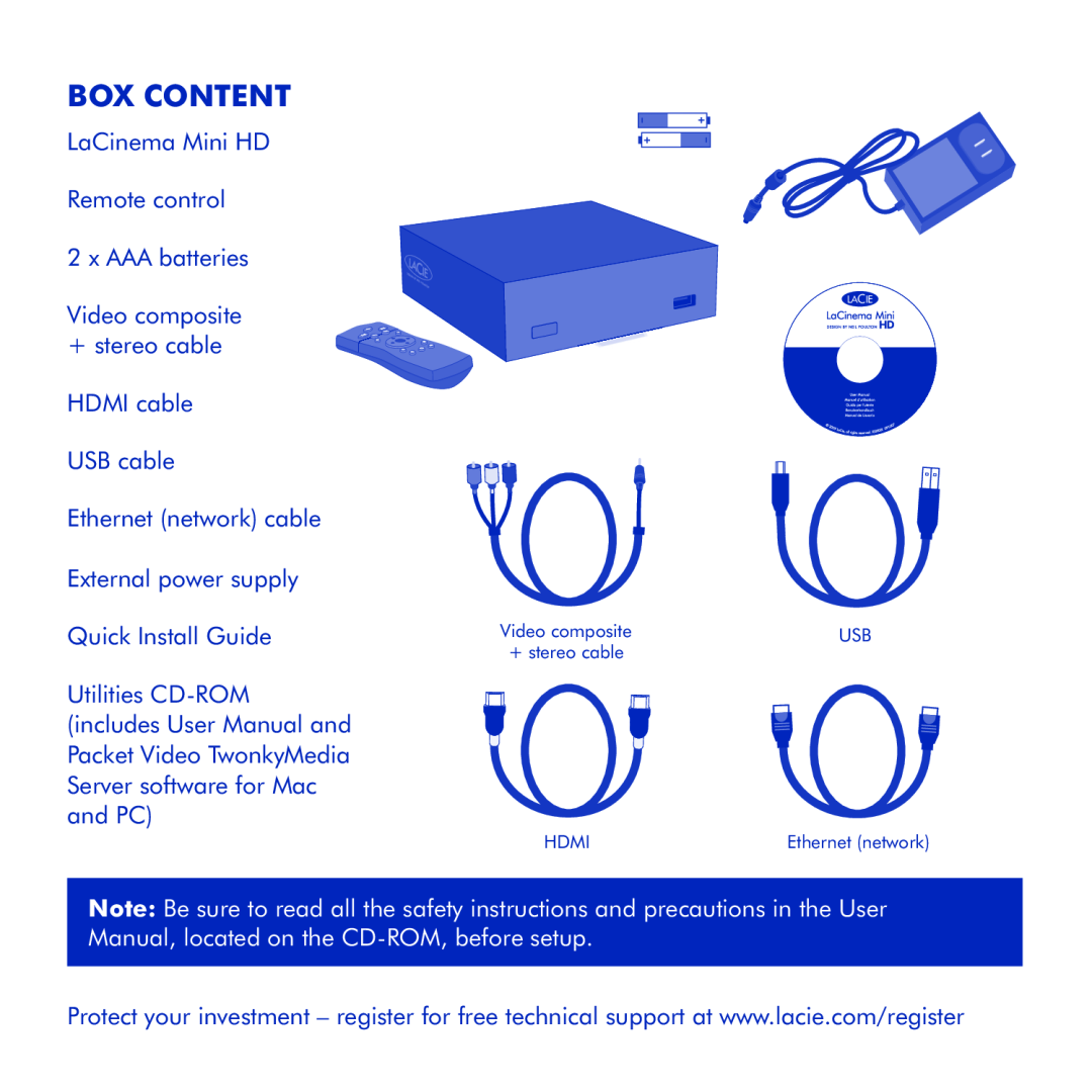 LaCie LaCinema Mini HD manual Box Content 