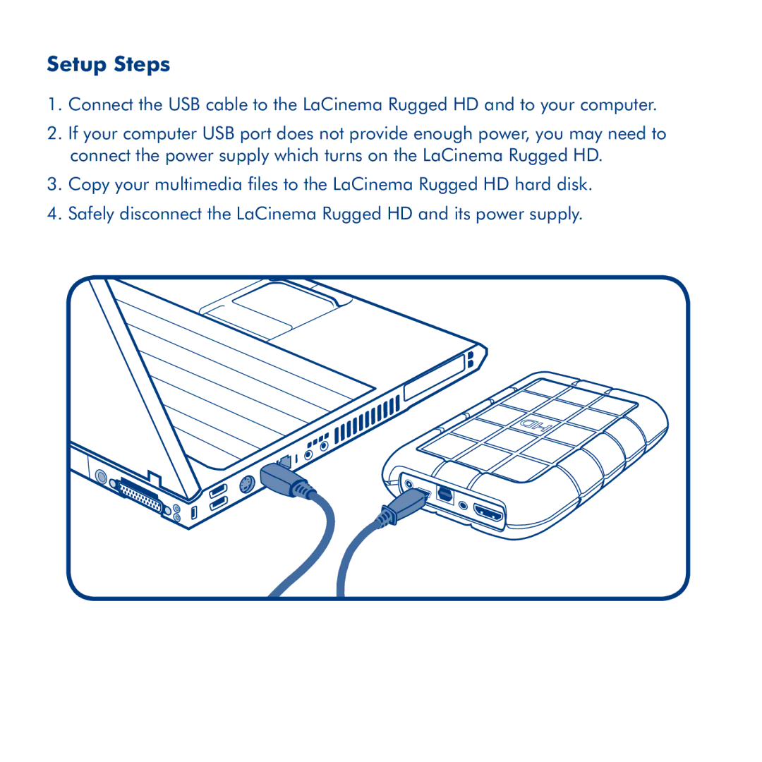 LaCie LaCinema Rugged HD manual Setup Steps 