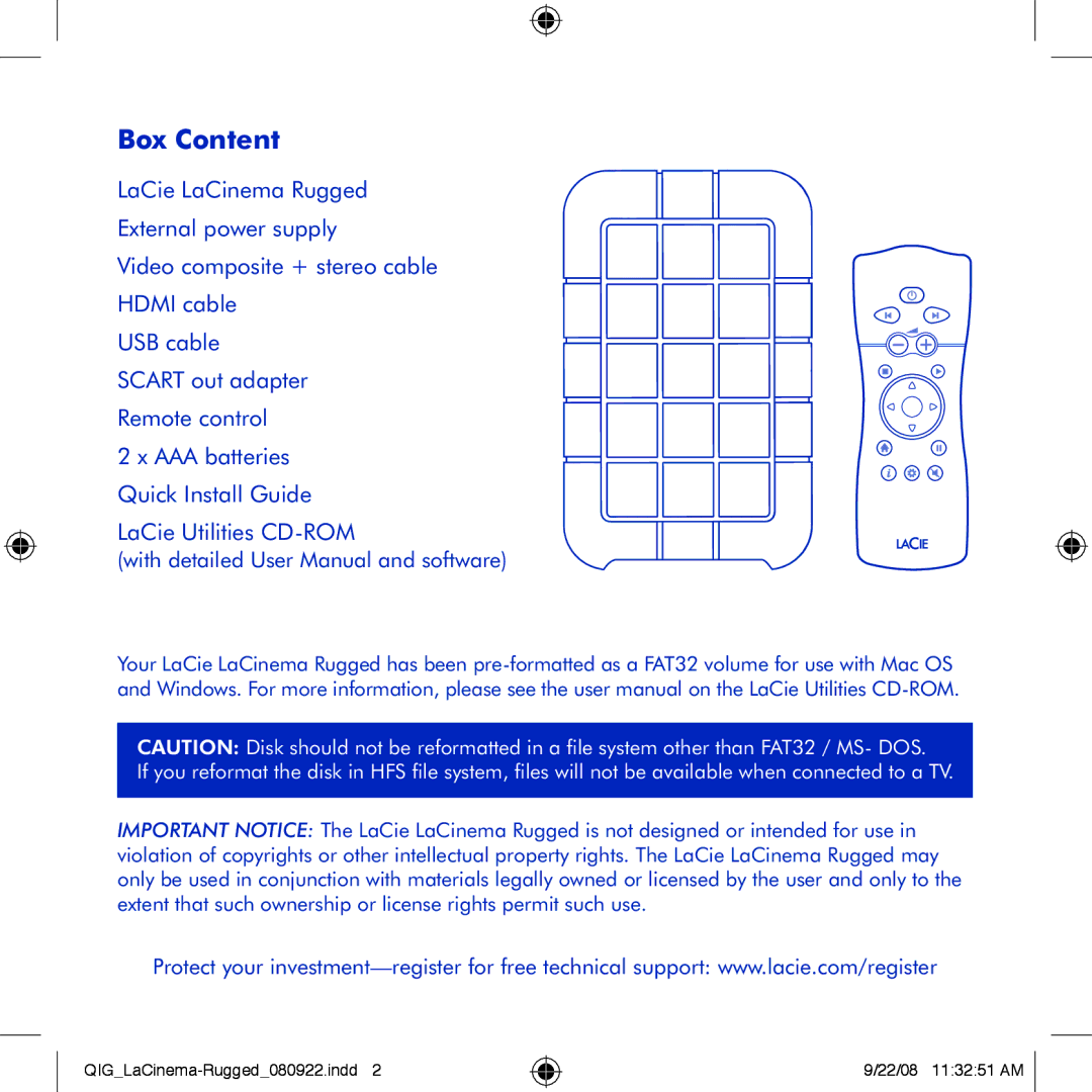 LaCie LaCinema Rugged manual Box Content 