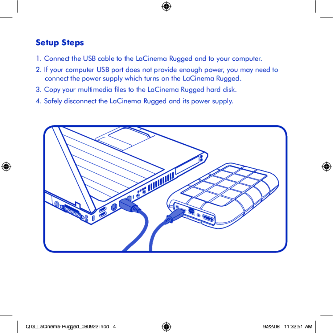 LaCie LaCinema Rugged manual Setup Steps 