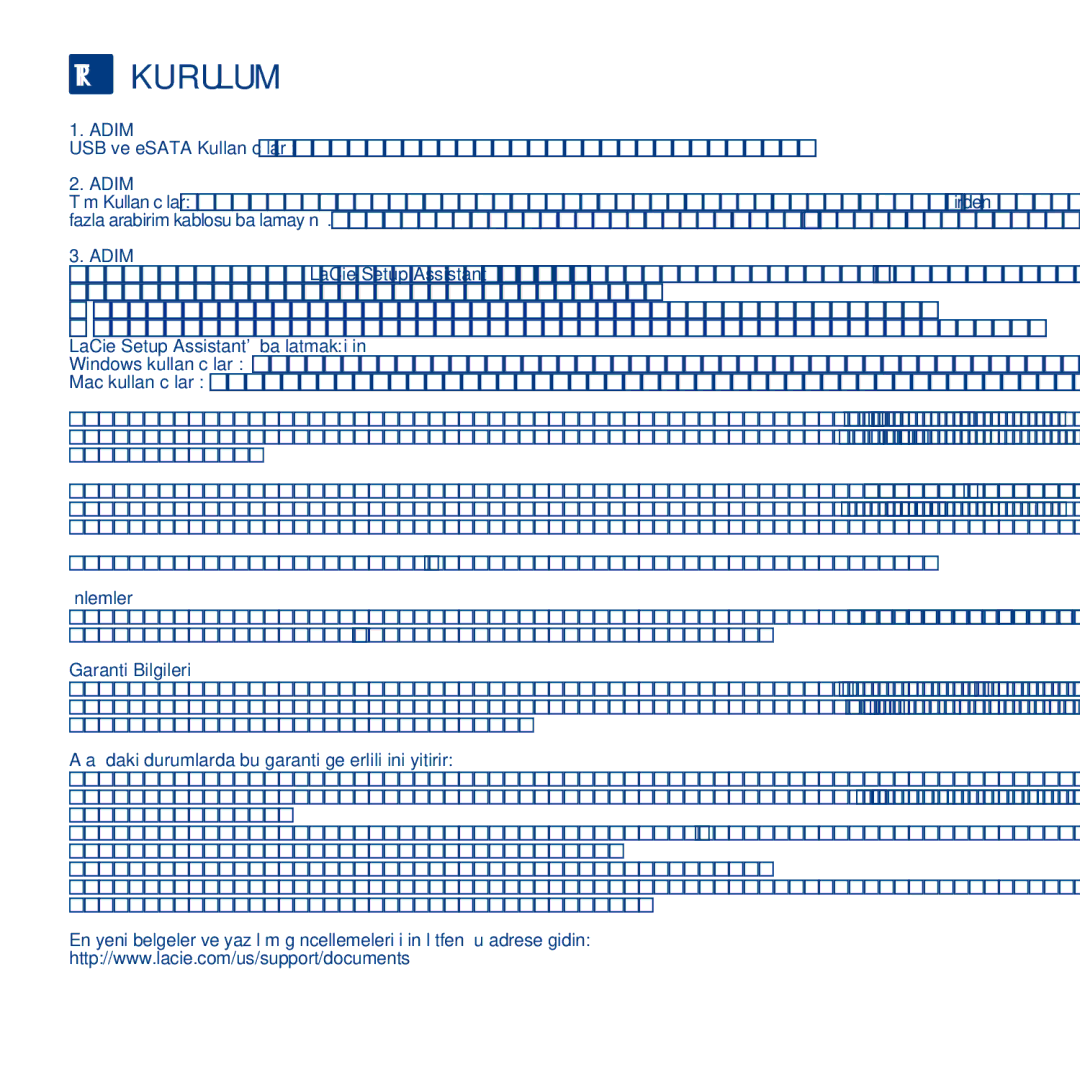 LaCie Little Big Disk Quadra manual TR Kurulum, LaCie Setup Assistantı baẟlatmak için, Önlemler, Garanti Bilgileri 