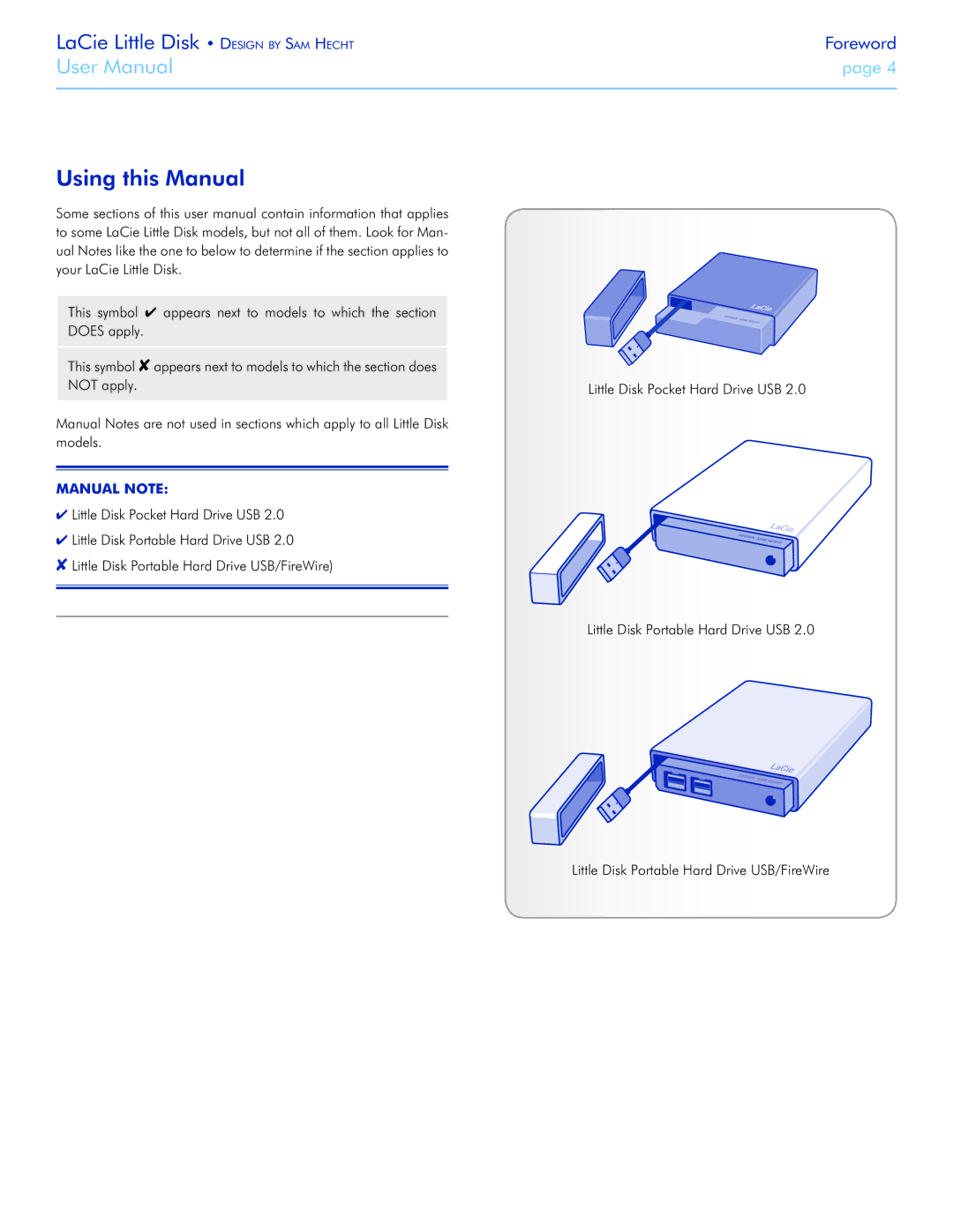 LaCie Little Big Disk manual Using this Manual, Manual Note 