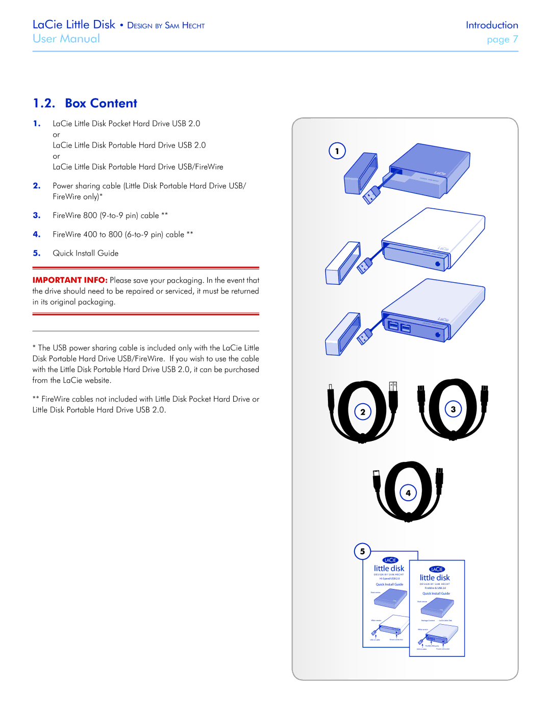 LaCie Little Big Disk manual Box Content, Little disk 