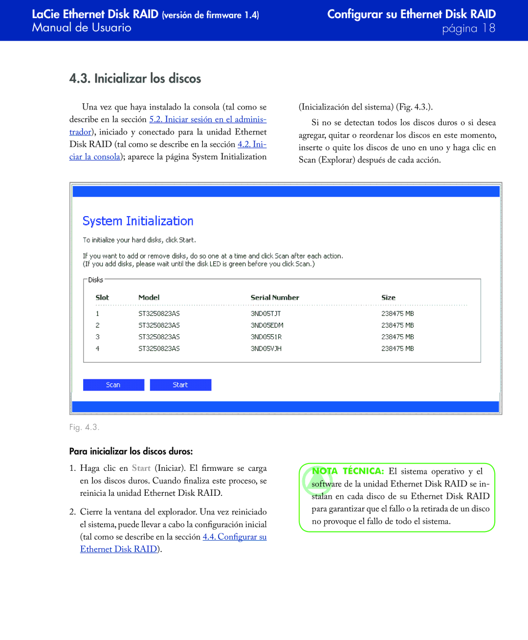 LaCie Network Raid Storage System user manual Inicializar los discos, Para inicializar los discos duros 