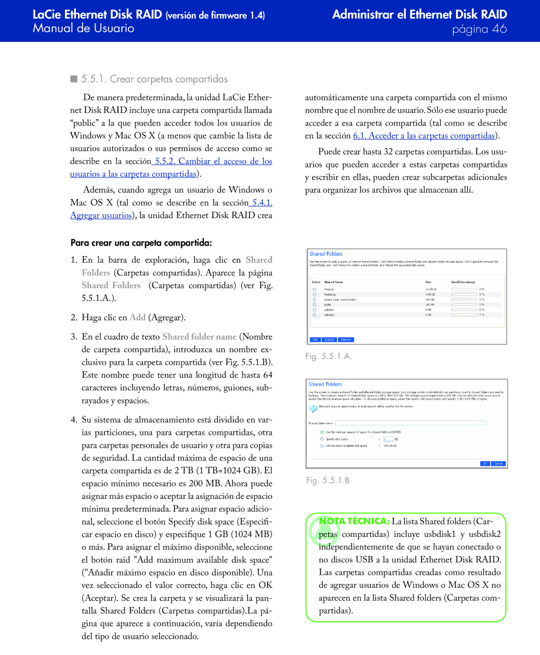 LaCie Network Raid Storage System user manual Crear carpetas compartidas, Para crear una carpeta compartida 