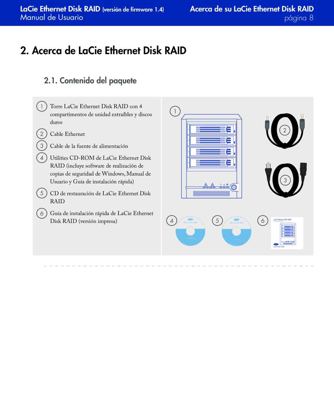 LaCie Network Raid Storage System user manual Acerca de LaCie Ethernet Disk RAID, Contenido del paquete 