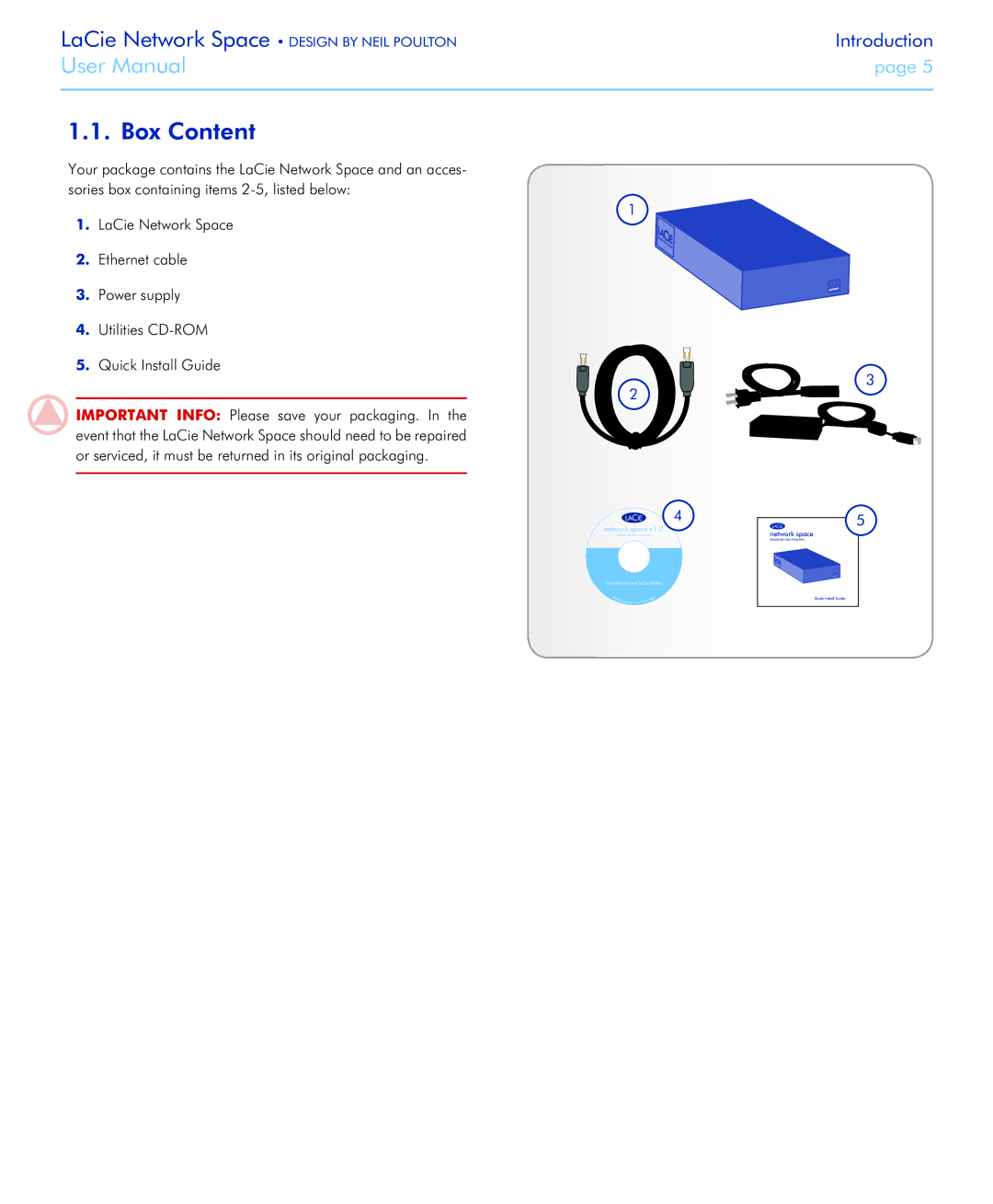 LaCie Network Space user manual Box Content 