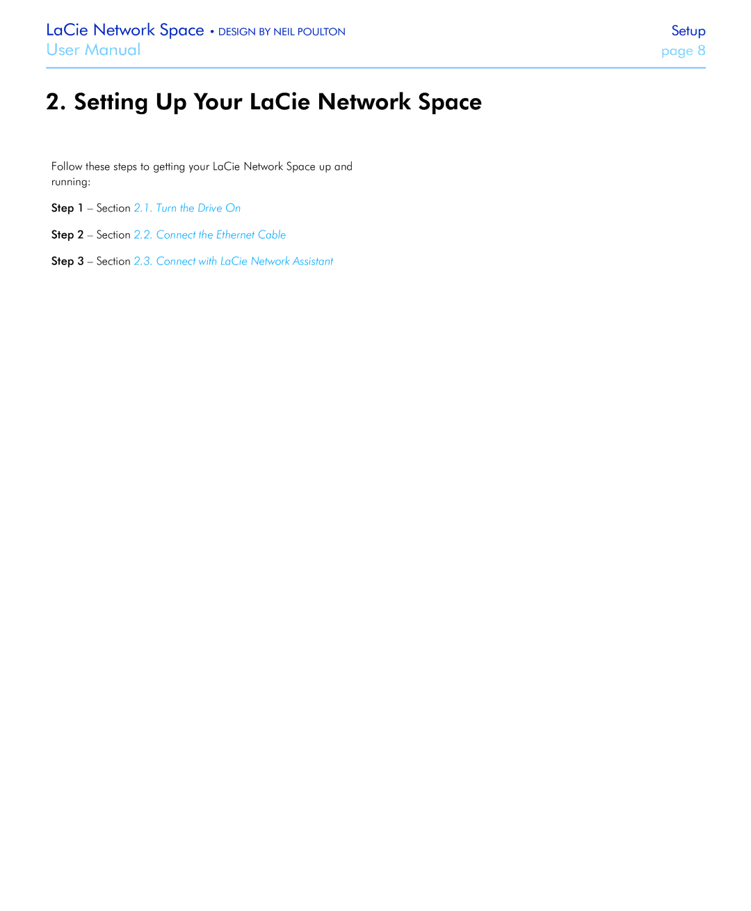 LaCie user manual Setting Up Your LaCie Network Space 