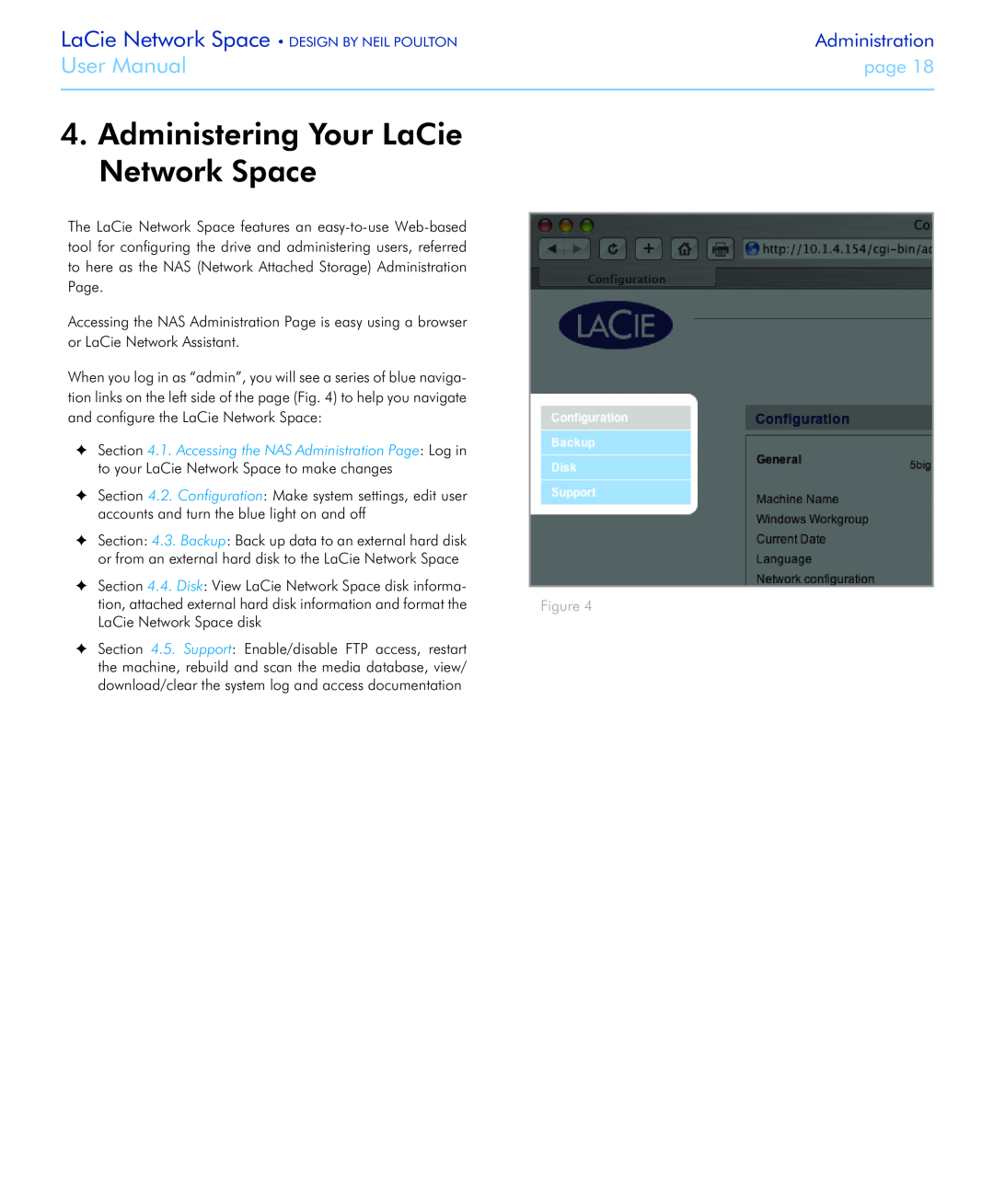 LaCie Administering Your LaCie Network Space, 1. Accessing the NAS Administration Page Log in, User Manual, page 