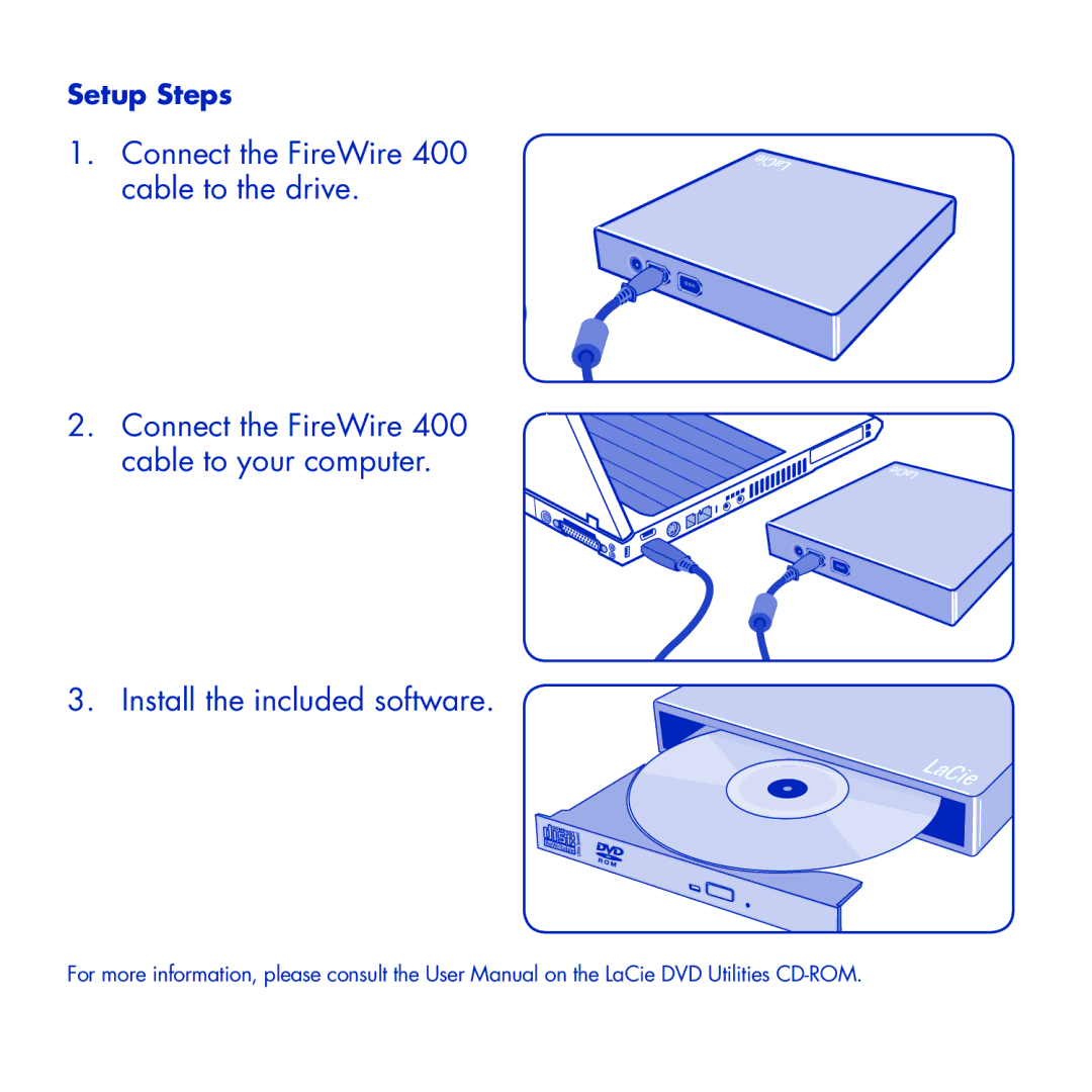 LaCie Portable DVD RW with LightScribe manual Setup Steps 