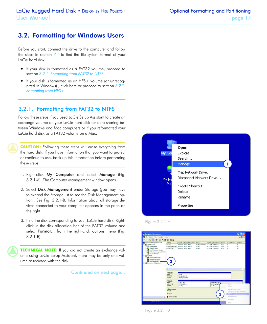 LaCie Rugged Hard Disk user manual Formatting for Windows Users, Formatting from FAT32 to Ntfs 