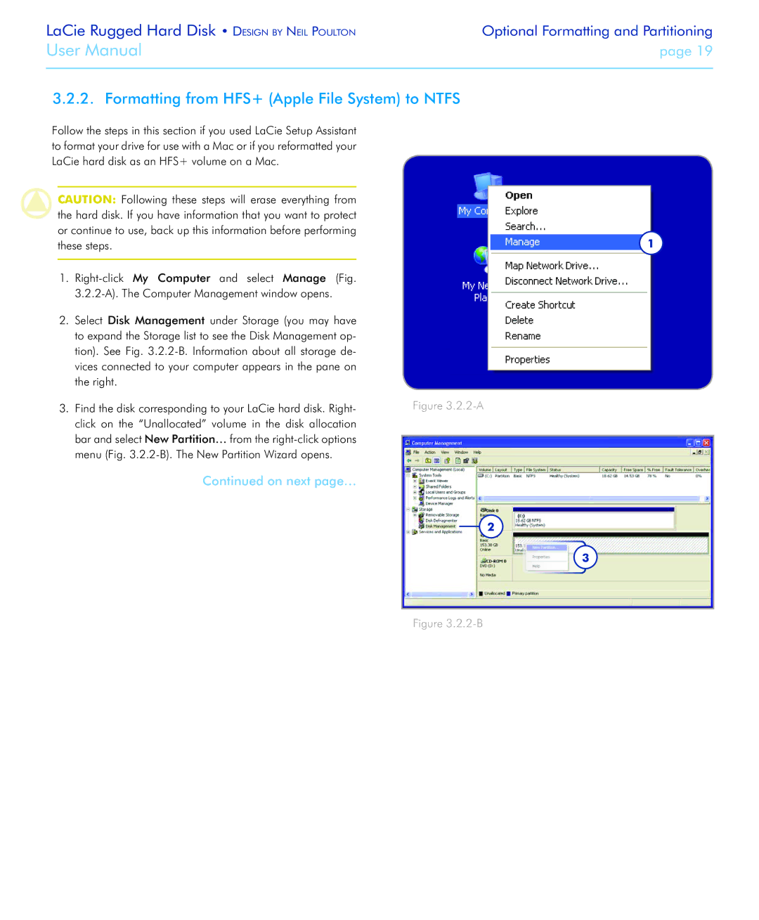 LaCie Rugged Hard Disk user manual Formatting from HFS+ Apple File System to Ntfs, 2-A 