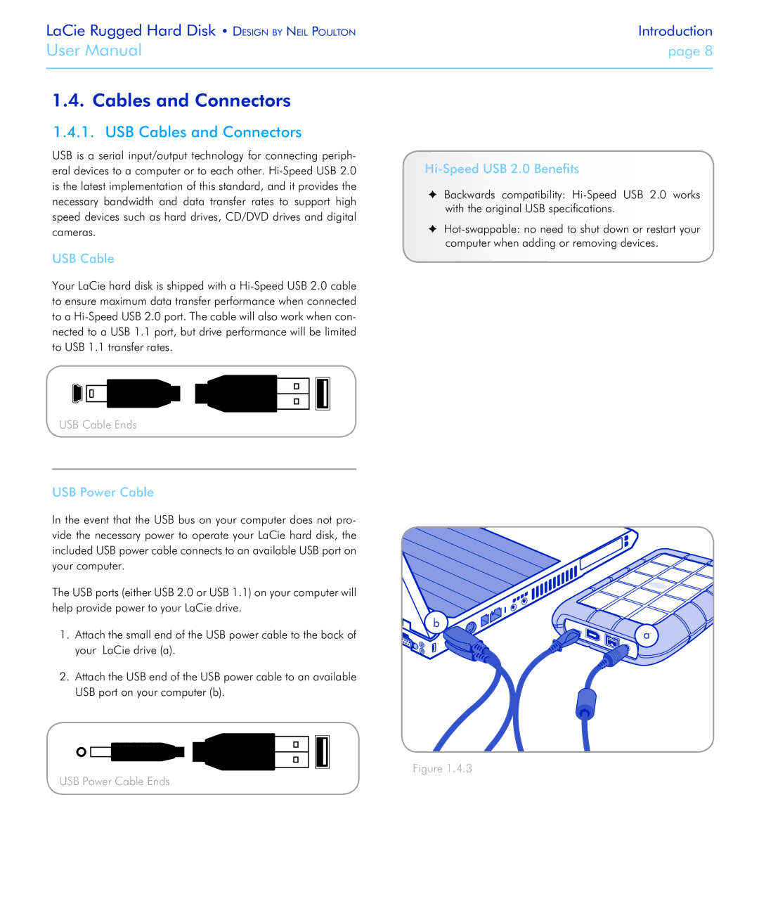 LaCie Rugged Hard Disk user manual USB Cables and Connectors 