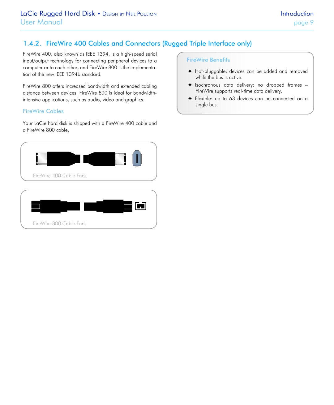 LaCie Rugged Hard Disk user manual FireWire Benefits 