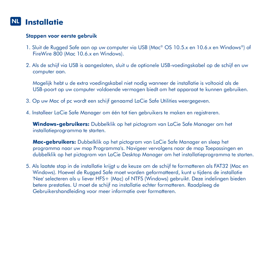 LaCie Rugged Safe manual NL Installatie 