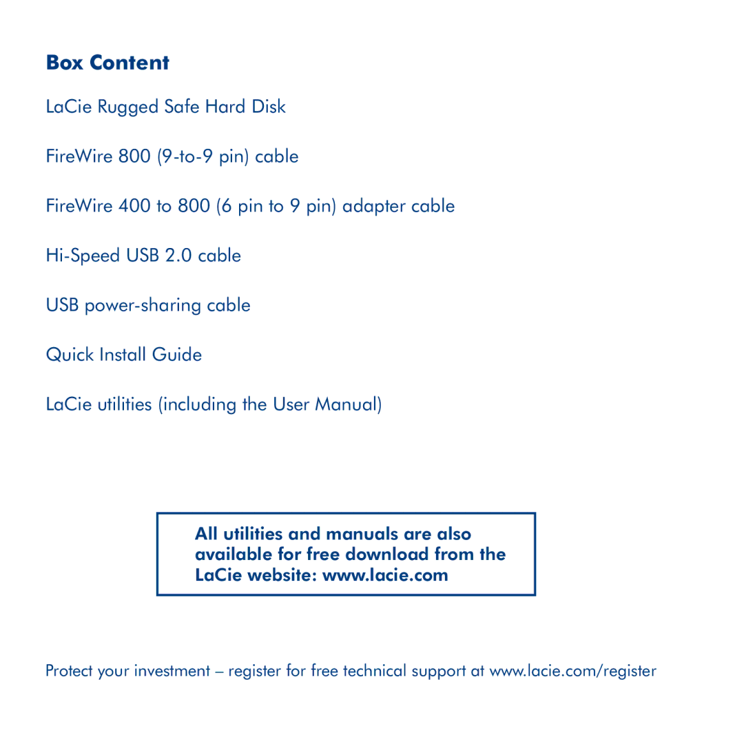 LaCie Rugged Safe manual Box Content 