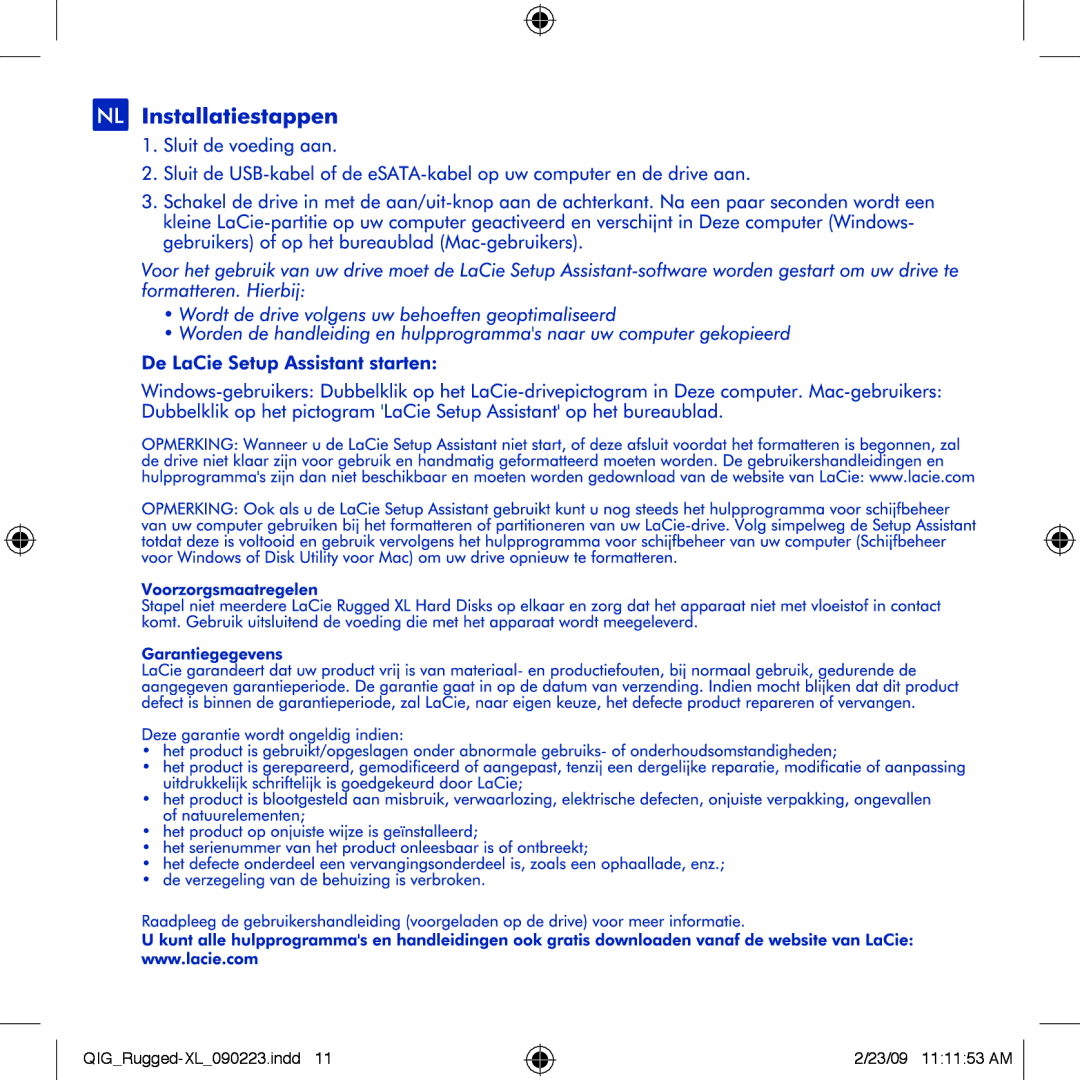 LaCie rugged XL manual QIGRugged-XL090223.indd 23/09 111153 AM 