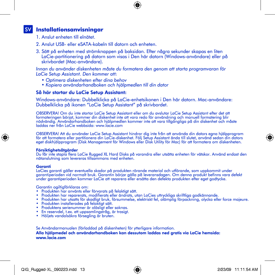 LaCie rugged XL manual QIGRugged-XL090223.indd 23/09 111154 AM 