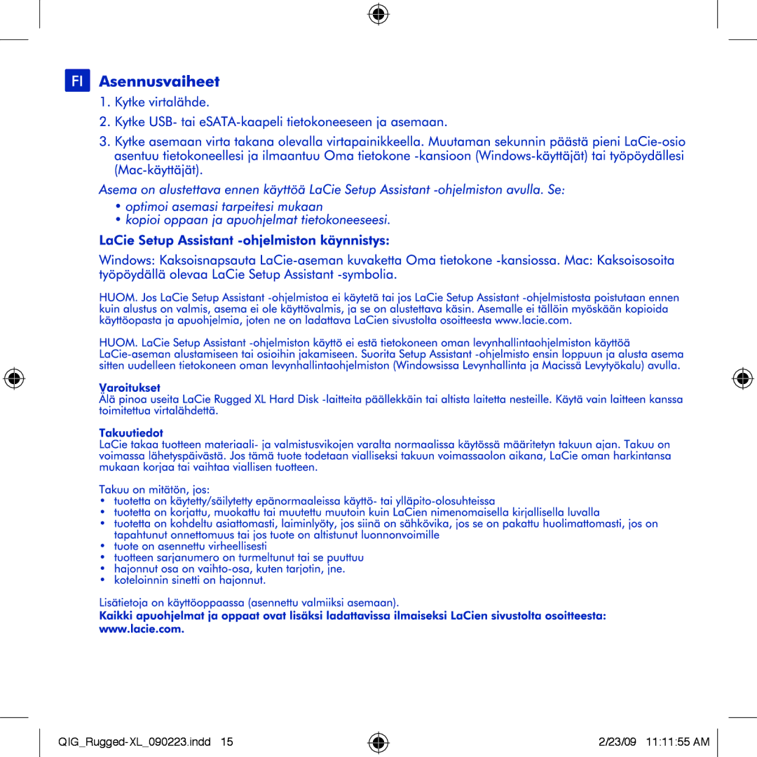 LaCie rugged XL manual QIGRugged-XL090223.indd 23/09 111155 AM 