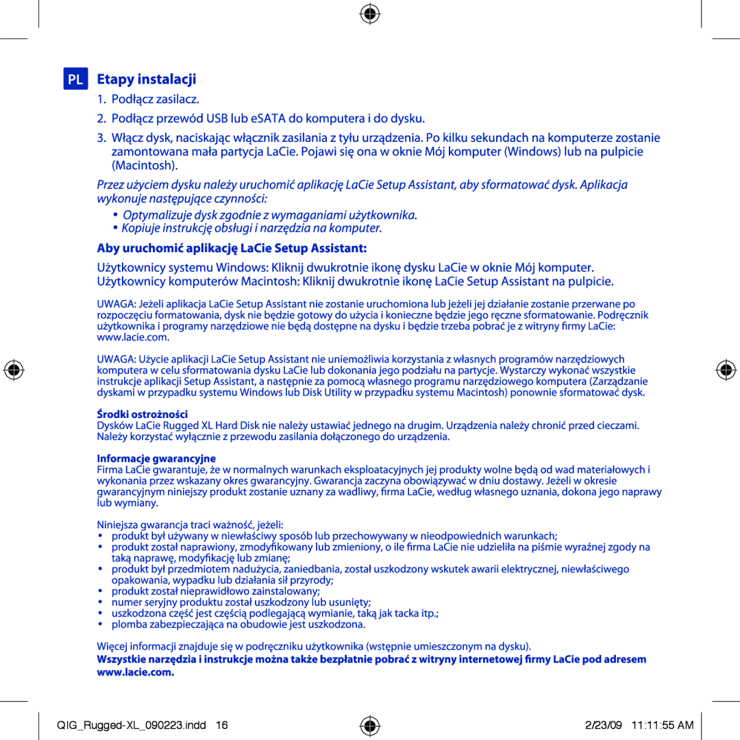 LaCie rugged XL manual QIGRugged-XL090223.indd 23/09 111155 AM 
