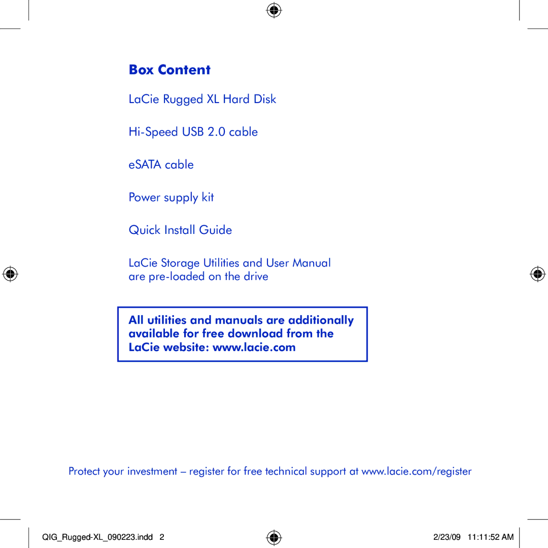 LaCie rugged XL manual Box Content 