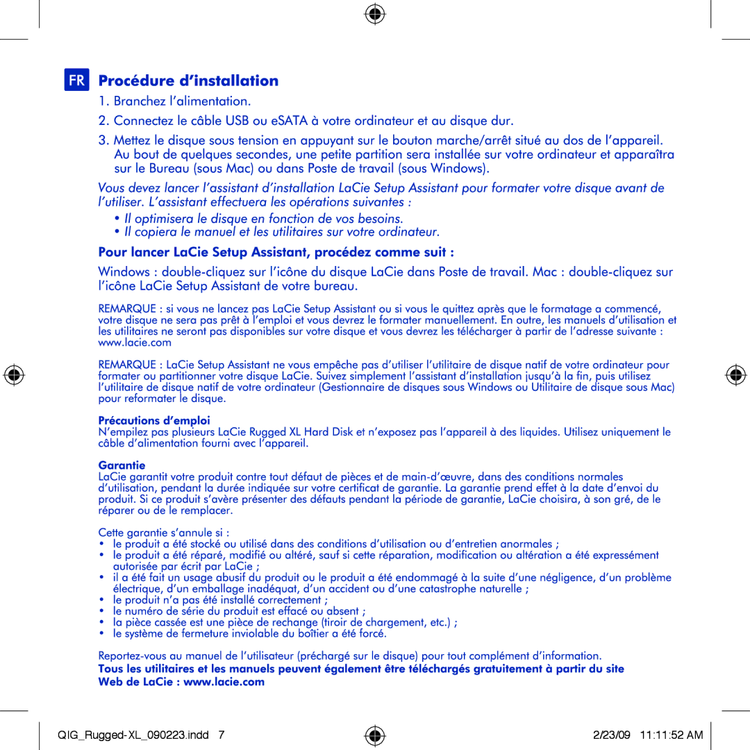 LaCie rugged XL manual QIGRugged-XL090223.indd 23/09 111152 AM 