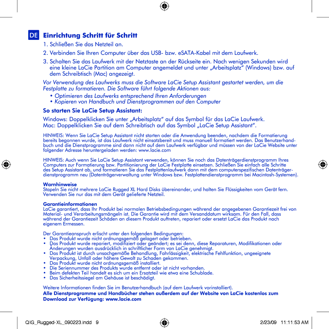 LaCie rugged XL manual QIGRugged-XL090223.indd 23/09 111153 AM 