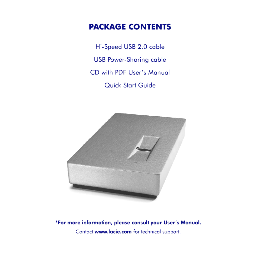 LaCie SAFE Mobile quick start Package Contents 