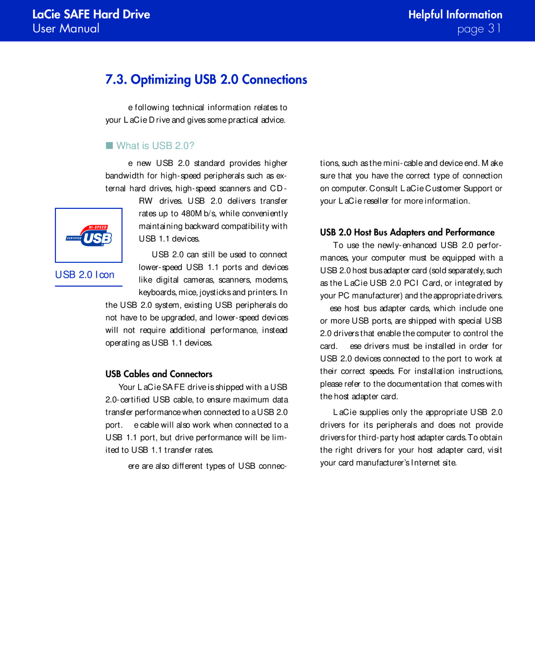 LaCie SAFE manual Optimizing USB 2.0 Connections, What is USB 2.0?, USB Cables and Connectors 