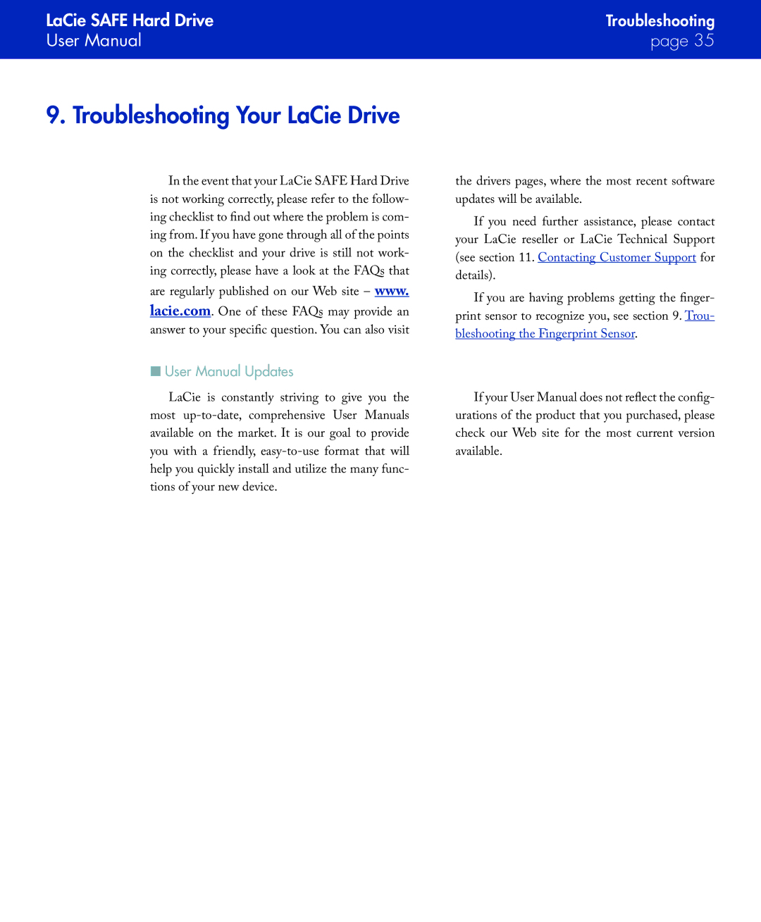 LaCie SAFE manual Troubleshooting Your LaCie Drive 