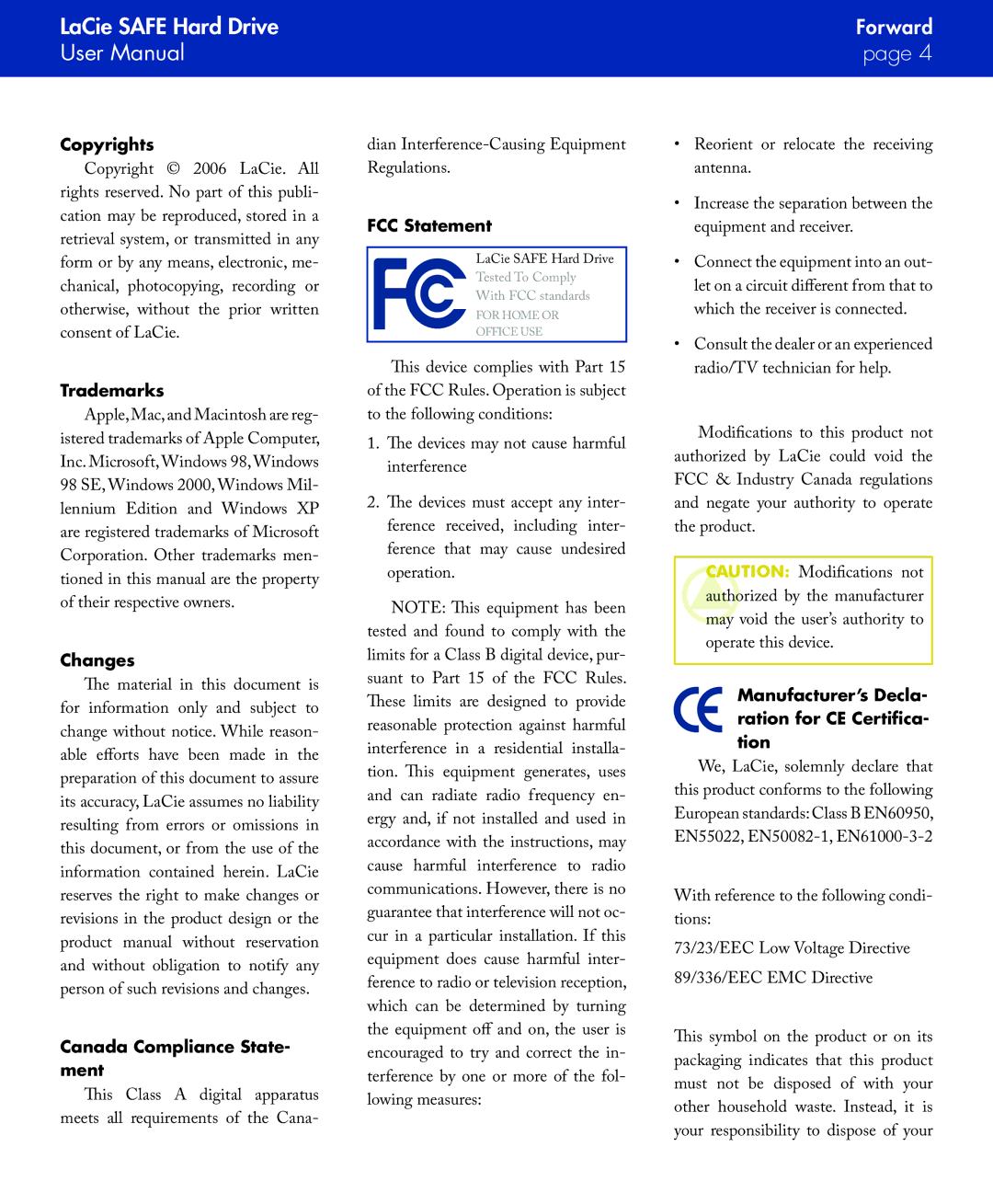 LaCie SAFE manual Forward 