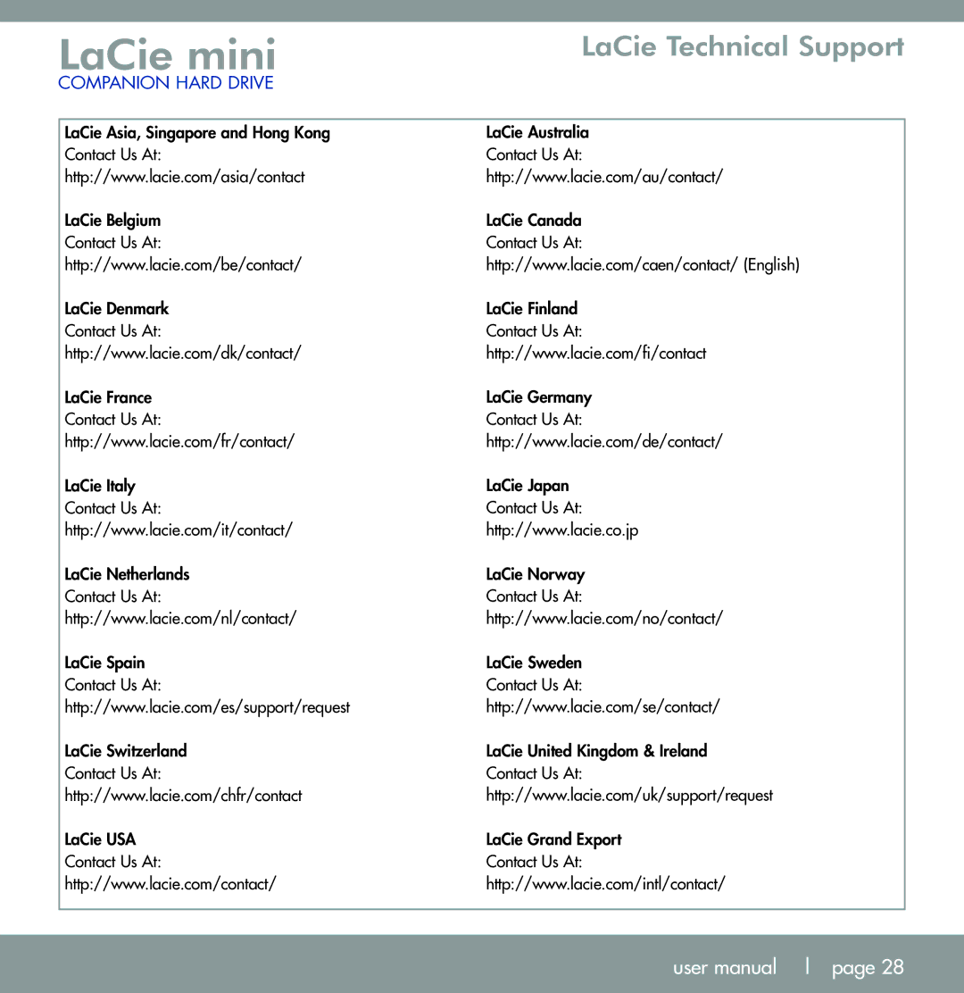 LaCie U S B 2. 0 user manual LaCie mini 