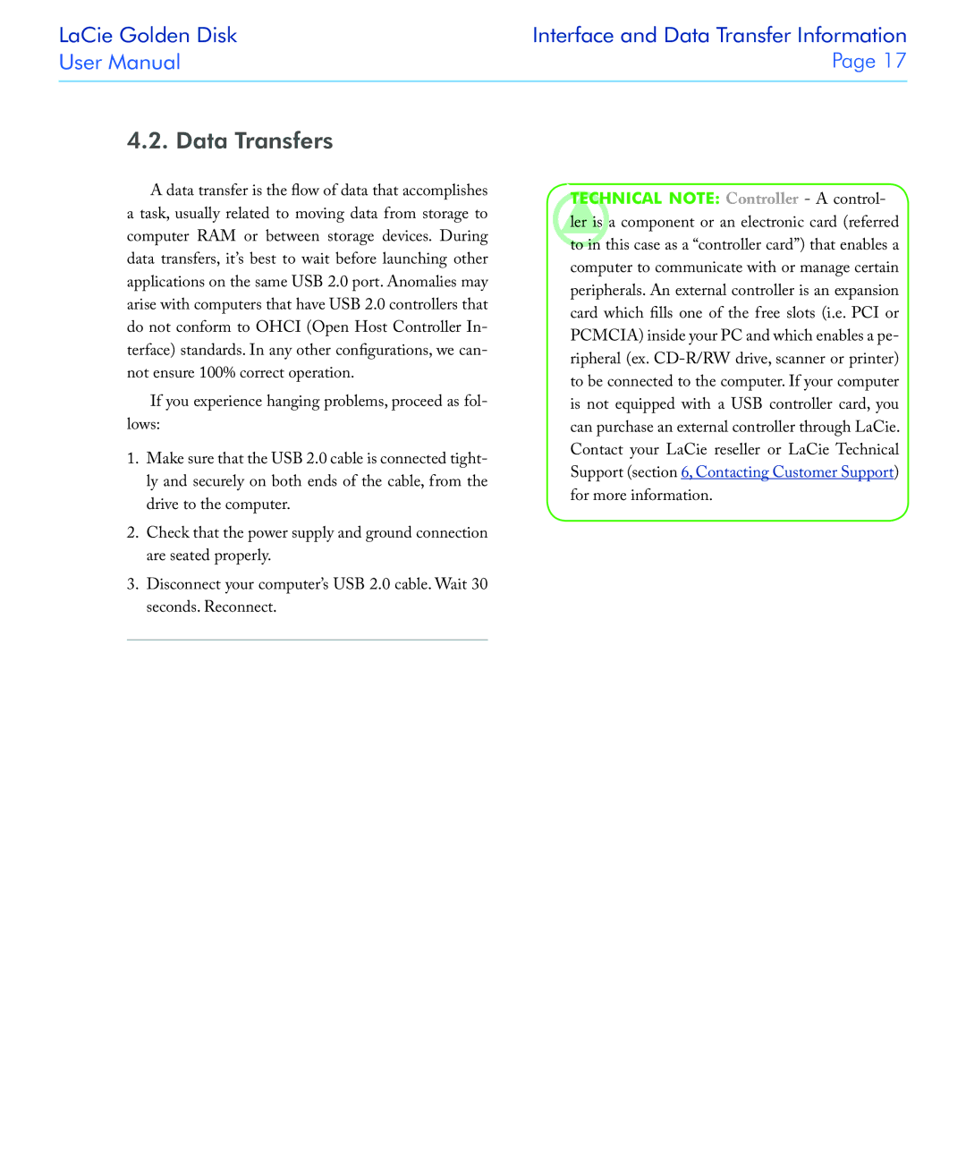 LaCie USB 2.0 user manual Data Transfers 