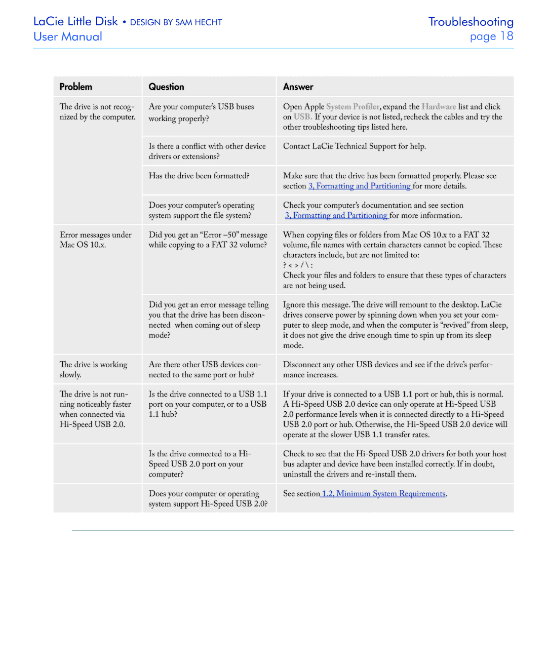 LaCie USB 2.0 user manual See .2, Minimum System Requirements 