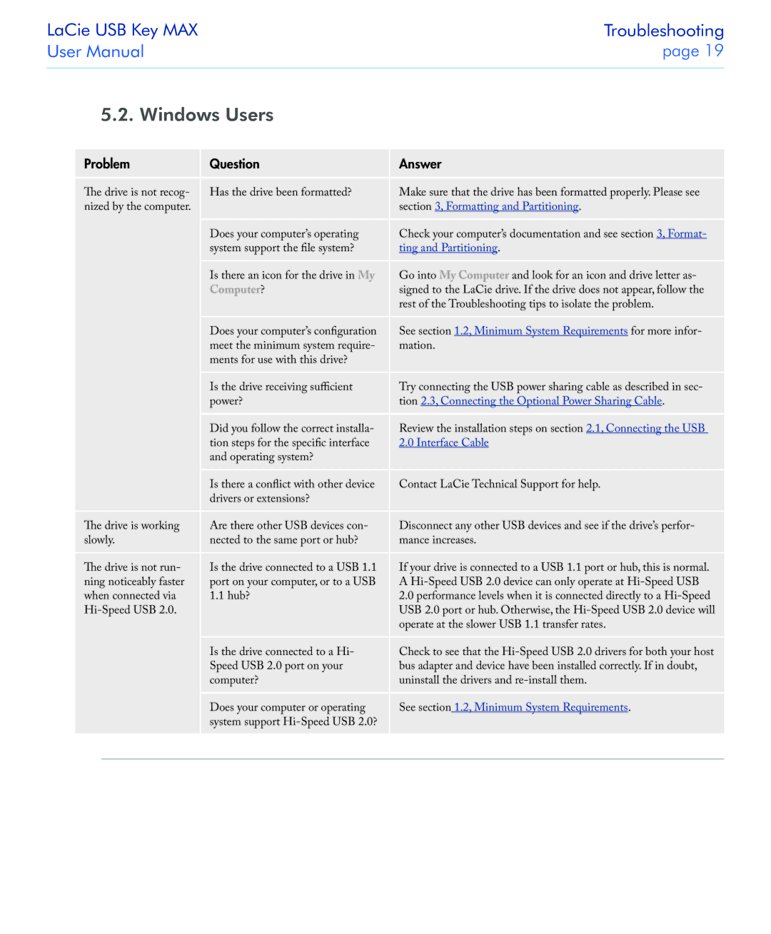 LaCie USB Key MAX user manual Windows Users, Formatting and Partitioning 