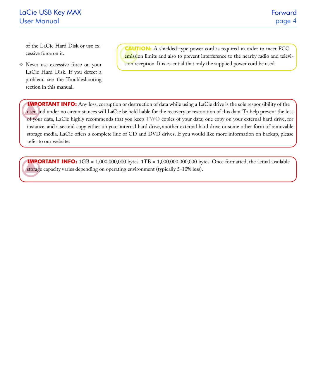 LaCie user manual LaCie USB Key MAX Forward 