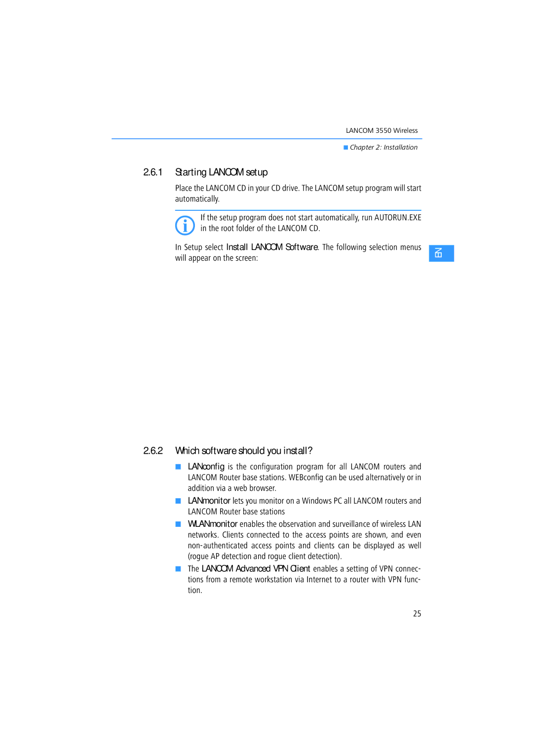 Lancom Systems 3550 manual Starting Lancom setup, Which software should you install? 