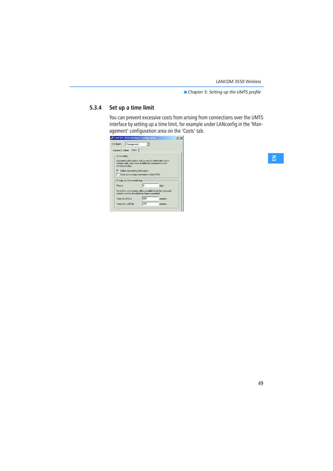 Lancom Systems 3550 manual Set up a time limit 