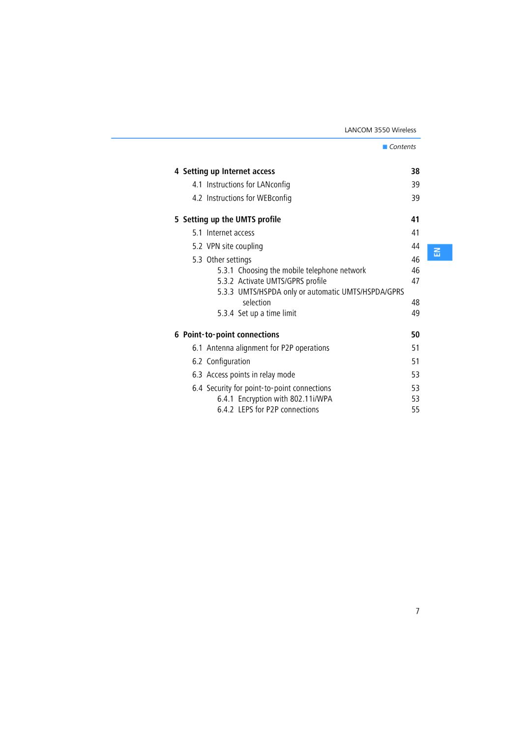 Lancom Systems 3550 manual Setting up Internet access, Setting up the Umts profile, Point-to-point connections 