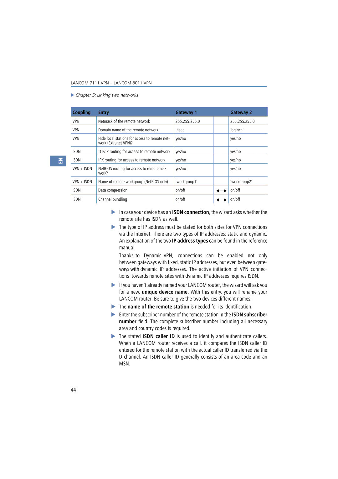 Lancom Systems 8011 VPN, 7111 VPN manual Name of the remote station is needed for its identification 