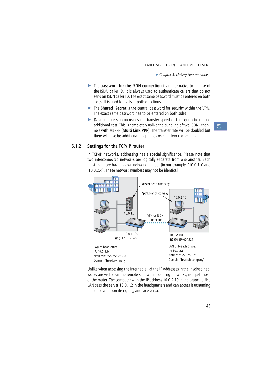 Lancom Systems 7111 VPN, 8011 VPN manual Settings for the TCP/IP router 