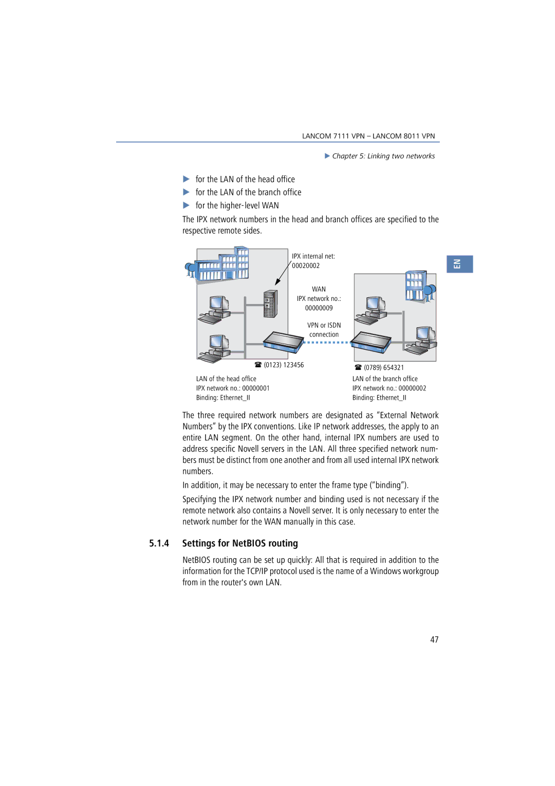 Lancom Systems 7111 VPN, 8011 VPN manual Settings for NetBIOS routing 